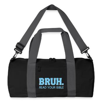 Bruh Bibel Shirt – Lies Die Bibel - Recycelte Duffel Bag - Schwarz/Graphitgrau - Vorne