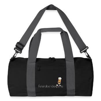 Feierabendexperte Bierheld Cartoon - Recycelte Duffel Bag - Schwarz/Graphitgrau - Vorne