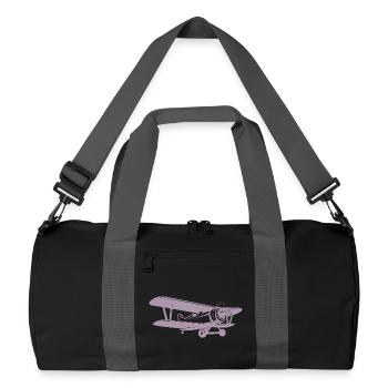 Doppeldecker Pilot Retro Minimalistisch - Recycelte Duffel Bag - Schwarz/Graphitgrau - Vorne