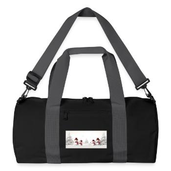Bonhomme de neige paysage sapins - Sac de sport recyclé - noir/gris graphite - Devant