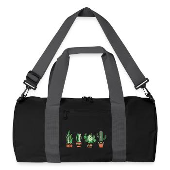 Cactus houseplant comic logo botany love icon - Recycled Duffel Bag - black/graphite grey - Front