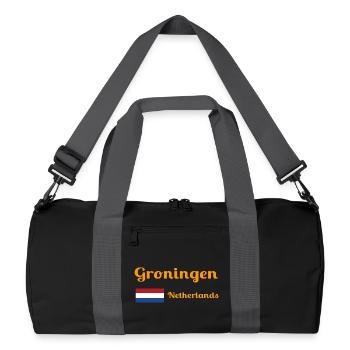 Groningen Niederlande - Stilvolle Drucke - Recycelte Duffel Bag - Schwarz/Graphitgrau - Vorne