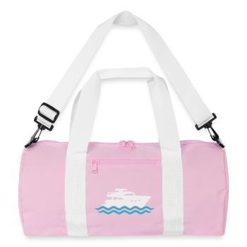 Yacht Silhouette Motorboat - Recycled Duffel Bag - pink/white - Front