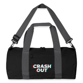 Crash Out – Glitch-Stil weiß-rot-cyan - Recycelte Duffel Bag - Schwarz/Graphitgrau - Vorne