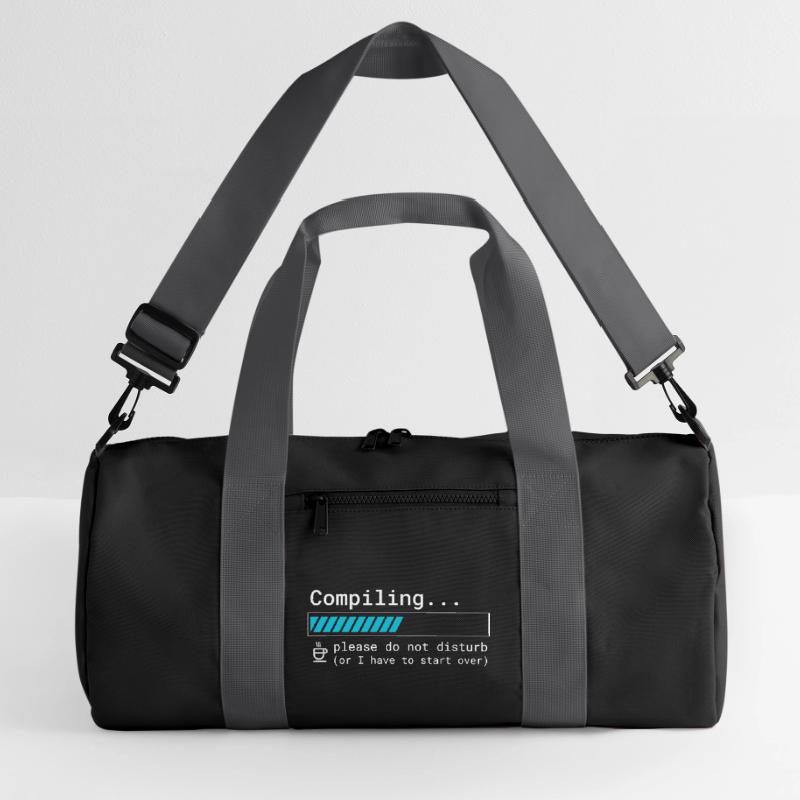Funny Programmer T-Shirt - Compiling Please Recycled Duffel Bag