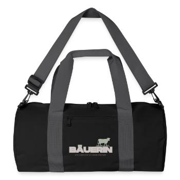 Bäuerin Deluxe – Stallgeruch ist mein Parfum - Recycelte Duffel Bag - Schwarz/Graphitgrau - Vorne