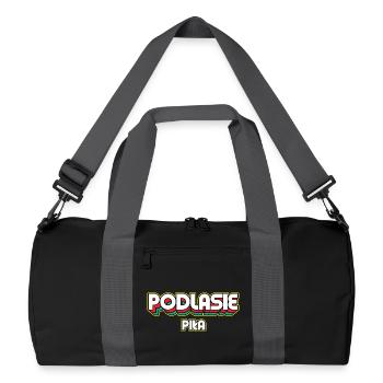 Podlasie Piła. Name des Retro-Bezirks - Recycelte Duffel Bag - Schwarz/Graphitgrau - Vorne