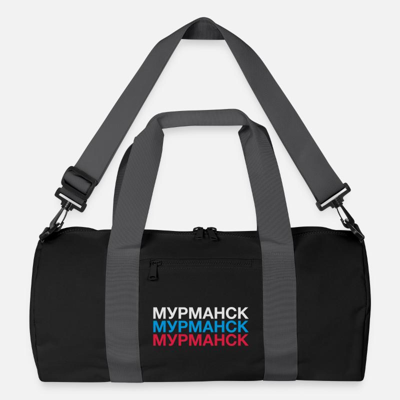 MURMANSK Russland Flagge Kyrillisch - Recycelte Duffel Bag - Schwarz/Graphitgrau
