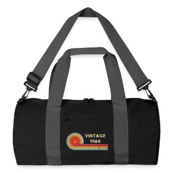 Vintage 1984 birthday retro design - Recycled Duffel Bag - black/graphite grey - Front