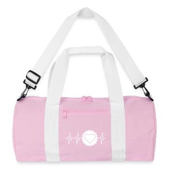 puls Fahrrad Herzschlag Ritzel Herz Bike Team icon - Recycelte Duffel Bag - Rosa/Weiß - Vorne