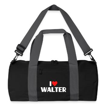I love Walter Red Heart Romantic Name Fan - Recycled Duffel Bag - black/graphite grey - Front