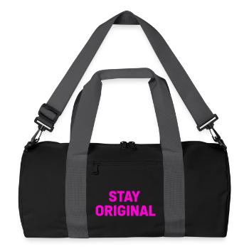 Stay Original Neon Pink Typo - Recycled Duffel Bag - black/graphite grey - Front