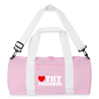 Liebe deinen Nächsten – Christlicher Glaube –Jesus - Recycelte Duffel Bag - Rosa/Weiß - Vorne