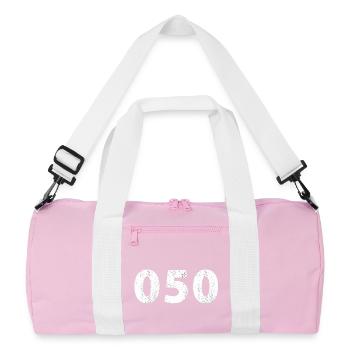 050 Groningen Haren Bedum Eelde Aduard Peize Onnen - Recycelte Duffel Bag - Rosa/Weiß - Vorne