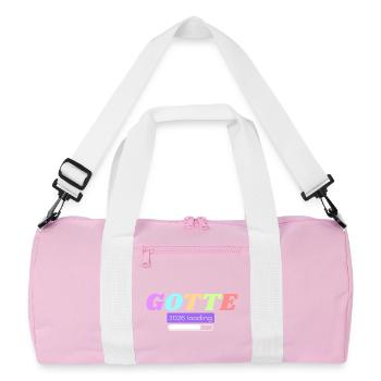 "Gotte loading" für werdende Patentanten 2026 - Recycelte Duffel Bag - Rosa/Weiß - Vorne
