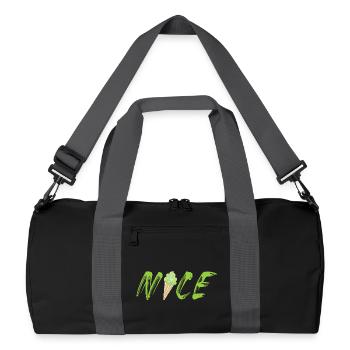 nice Eis Pistazie Eiswaffel coole Sprüche Eistüte - Recycelte Duffel Bag - Schwarz/Graphitgrau - Vorne