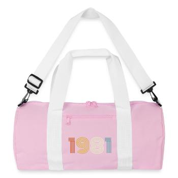 1981 Geschenk 1981 Jahrgang 1981 - Recycelte Duffel Bag - Rosa/Weiß - Vorne