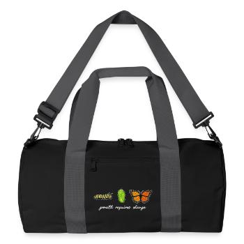 Inspiring butterfly fan graphic - Recycled Duffel Bag - black/graphite grey - Front