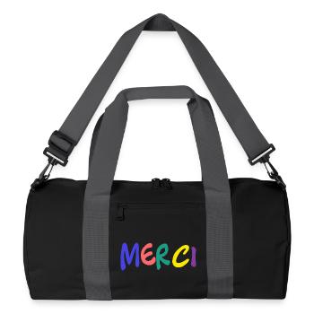 VIELEN DANK. GELIEBTE. MEISTER. DANKE HERRIN - Recycelte Duffel Bag - Schwarz/Graphitgrau - Vorne
