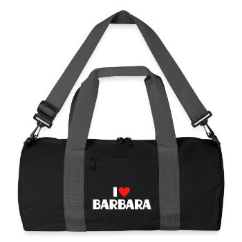 I love Barbara Rotes Herz Romantischer Name Fan - Recycelte Duffel Bag - Schwarz/Graphitgrau - Vorne