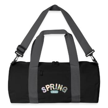 Flower Letters / Farbenfrohes Blumendesign - Recycelte Duffel Bag - Schwarz/Graphitgrau - Vorne