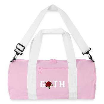 Goth, Gothic Theme with a Red Rose - Recycled Duffel Bag - pink/white - Front