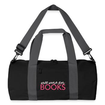 Will Work For Books - Recycelte Duffel Bag - Schwarz/Graphitgrau - Vorne