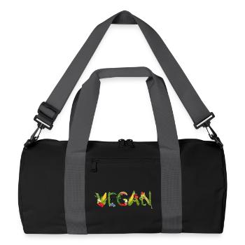 Illustration de lettrage de fruits et légumes VEGAN - Sac de sport recyclé - noir/gris graphite - Devant