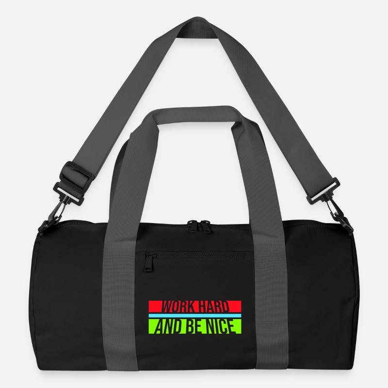 Work Hard Be Nice Motivation Positiver Geist Zitat Recycelte Duffel Bag