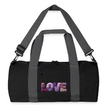 Love Lettering Patchwork 3D Fabric Look - Recycled Duffel Bag - black/graphite grey - Front