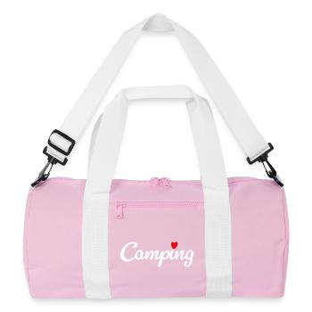 Camping Herz Camper Wohnwagen Van Life Fan Hobby - Recycelte Duffel Bag - Rosa/Weiß - Vorne