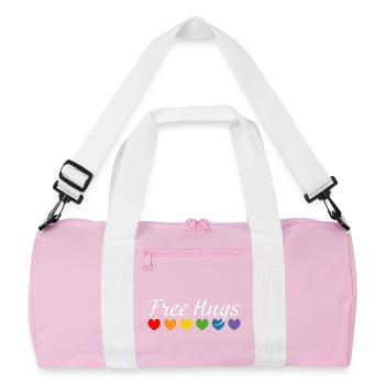 Regenbogenherzchen Free Hugs LGBT lgbtqi queer - Recycelte Duffel Bag - Rosa/Weiß - Vorne