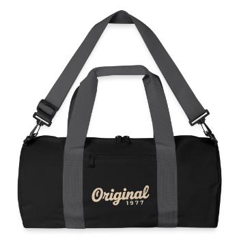 Geburtstagsgeschenk 1977 | Geboren 1977 - Recycelte Duffel Bag - Schwarz/Graphitgrau - Vorne