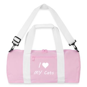 I love my cats - Recycled Duffel Bag - pink/white - Front