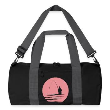 Pêcheur, Lac, Soleil Du Soir, Mer, Poisson, Symbole Nature - Sac de sport recyclé - noir/gris graphite - Devant