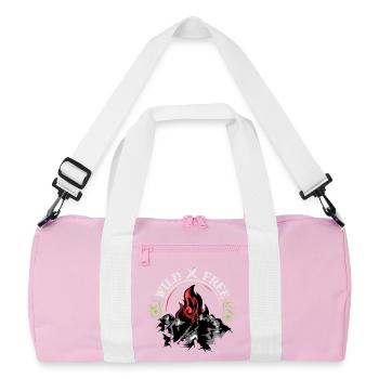 mountain flames symbol Logo wild and free - Recycled Duffel Bag - pink/white - Front