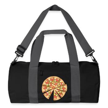 Pizza with salami, peppers, mushrooms and cheese - Recycled Duffel Bag - black/graphite grey - Front