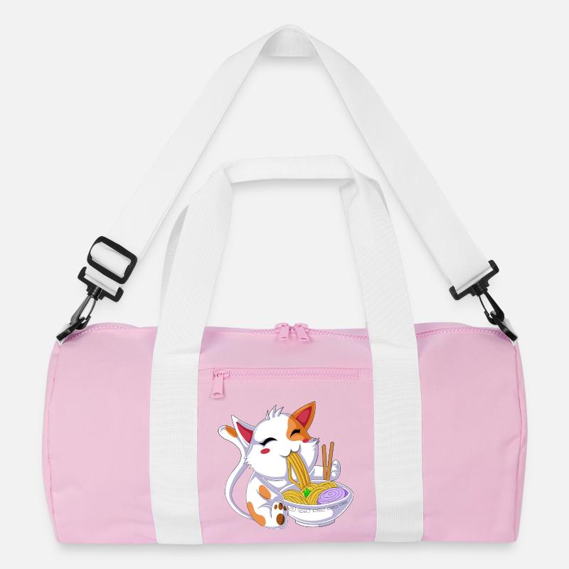Cat Eating Ramen Recycled Duffel Bag