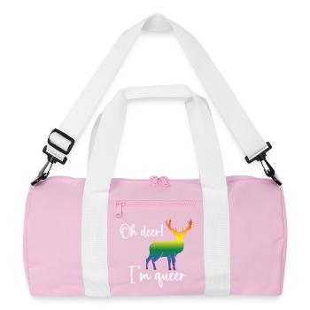 Pride Month LGBTQ - Oh Deer I'm Queer! - Recycled Duffel Bag - pink/white - Front