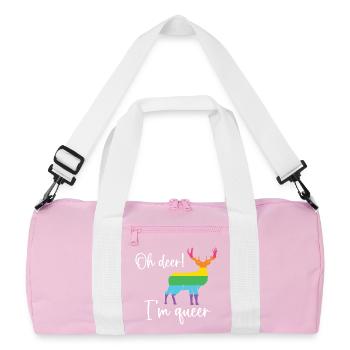 Pride Month LGBTQ - Oh Deer I'm Queer! - Recycled Duffel Bag - pink/white - Front