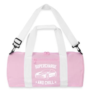 Supercharge And Chill - for electric car fans - Recycled Duffel Bag - pink/white - Front