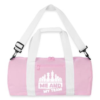 Schach comic Schachfiguren Team csrtoon Symbol - Recycelte Duffel Bag - Rosa/Weiß - Vorne