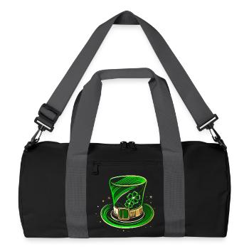 St Patricks Day Hut Zylinder mit Klee - Recycelte Duffel Bag - Schwarz/Graphitgrau - Vorne