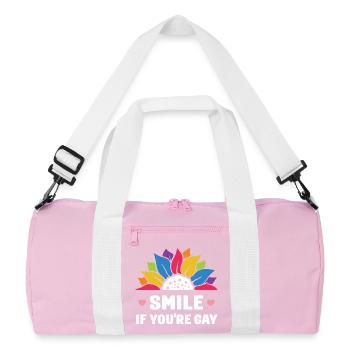 Mois de la fierté LGBT - Souriez si vous êtes gay - Sac de sport recyclé - rose/blanc - Devant