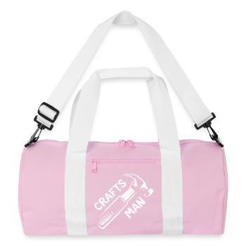 craftsman with hammer for craftsmen and do-it-yourselfers - Recycled Duffel Bag - pink/white - Front