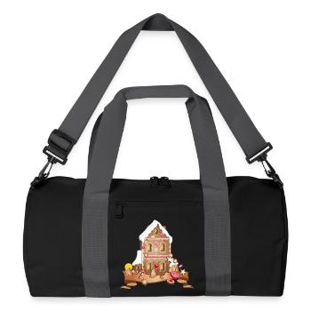Maison festive en pain d’épice avec des biscuits de Noël - Sac de sport recyclé - noir/gris graphite - Devant