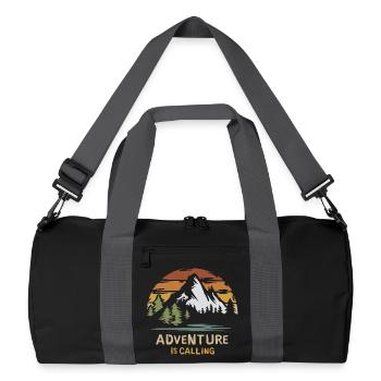 Adventure is calling - vintage mountain silhouette - Recycled Duffel Bag - black/graphite grey - Front