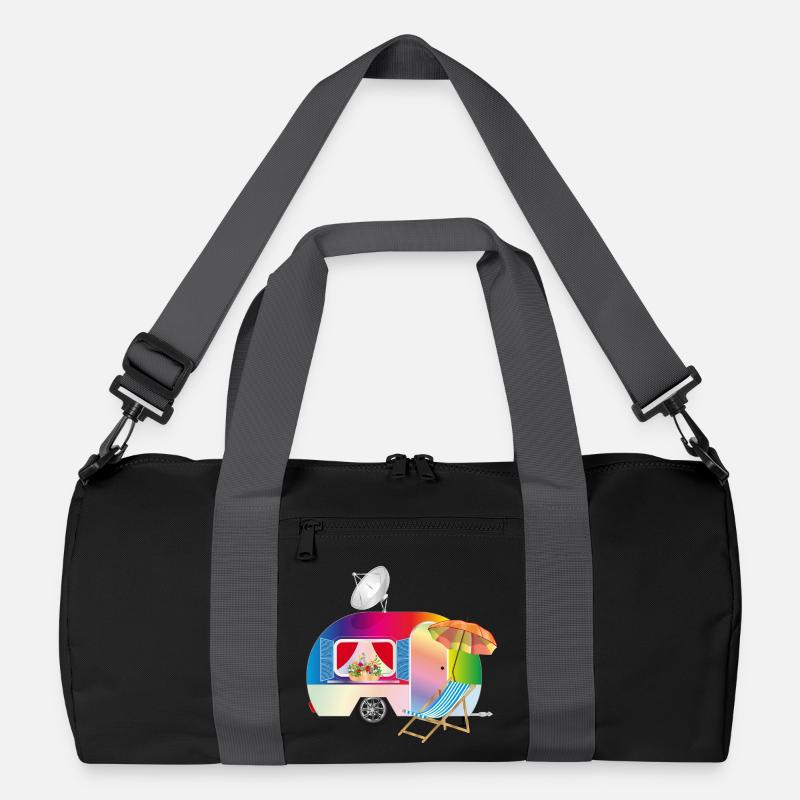 Bunter Retro-Wohnwagen mit Liegestuhl Recycelte Duffel Bag
