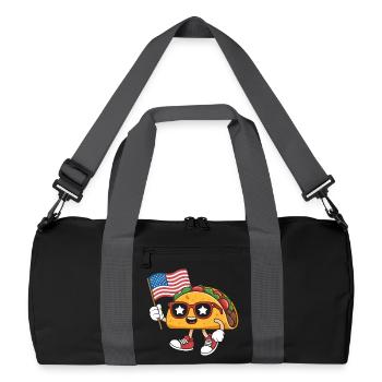 Patriotic Kawaii Taco Independence Day 4th of - Recycled Duffel Bag - black/graphite grey - Front