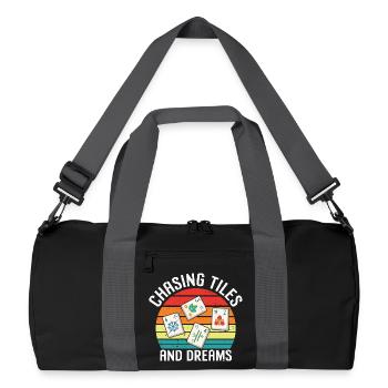 Lustiges Mahjong Geschenk - Recycelte Duffel Bag - Schwarz/Graphitgrau - Vorne